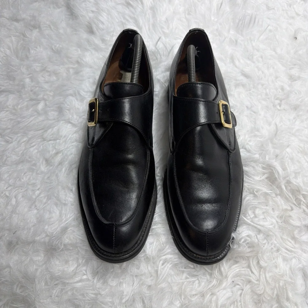 Vintage Made England Monk Strap Dress Shoes‎ Oxfords E.T Wright Black Mens 10.5